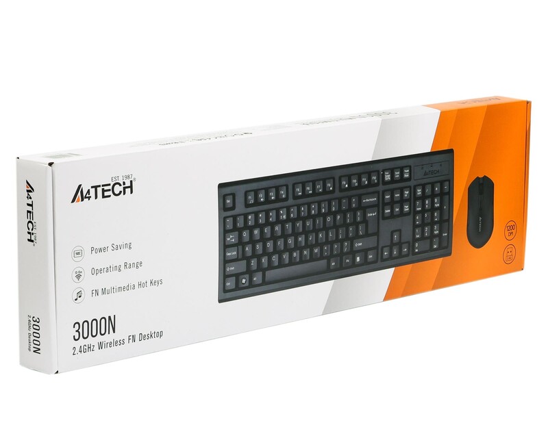 Комплект (клавиатура, мышь) беспроводной A4Tech 3000N Black USB