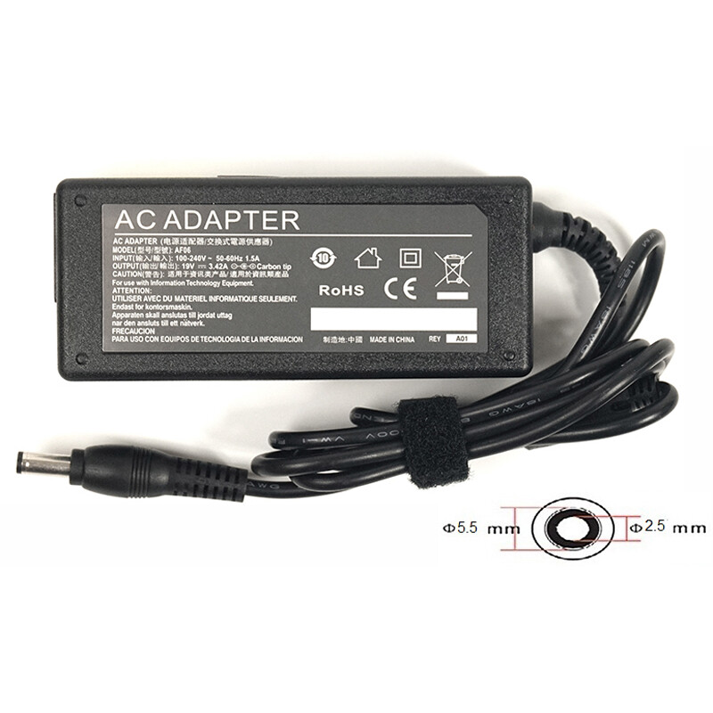 Блок питания PowerPlant для ноутбуков Acer, Asus 220V, 19V 65W 3.42A 5.5х2.5мм (AC65F5525)