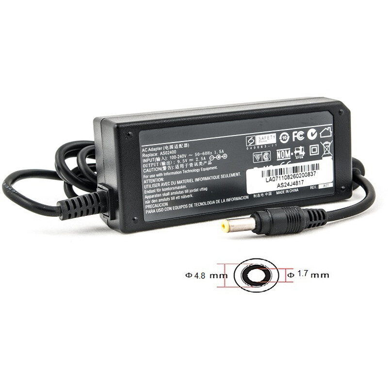 Блок питания PowerPlant для ноутбука Asus 220V, 9.5V 24W 2.5A, 4.8х1.7мм (AS24J4817)