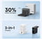 Фото - Сетевое зарядное устройство Anker GaN Charger 100W, 2xUSB-C, 1xUSB-A, Display Dark Gray (B121BGZ1) + кабель USB Type-C | click.ua