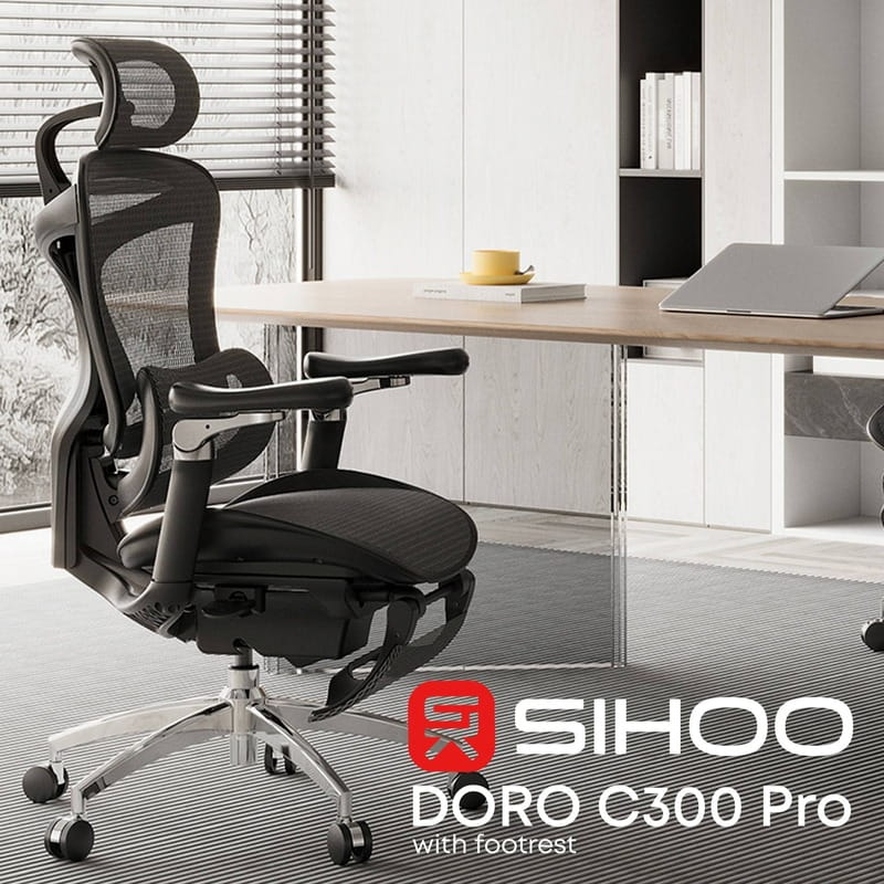 Кресло офисное Sihoo Doro C300 Pro Mesh Black with footrest (Doro-C300-Pro-M101-JT)