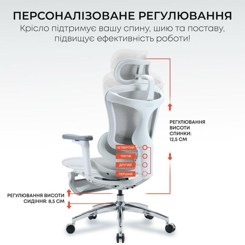 Крісло офісне Sihoo Doro C300L Mesh White with footrest (Doro-C300L-A3-102-JT)