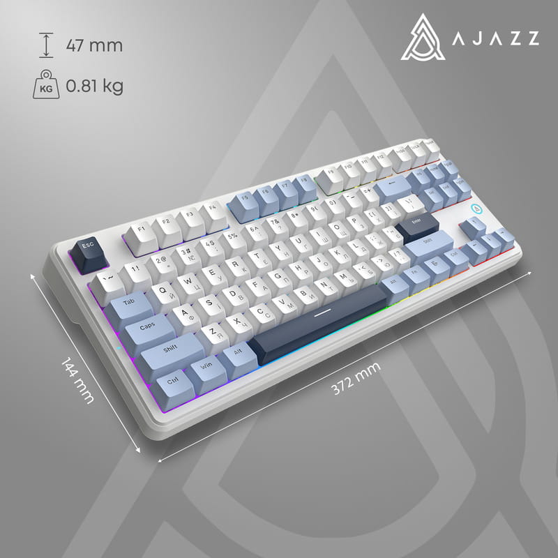 Клавіатура Ajazz AK870 V2 Flying Fish Switch White USB-C (AK870-V2-FF-BWB)