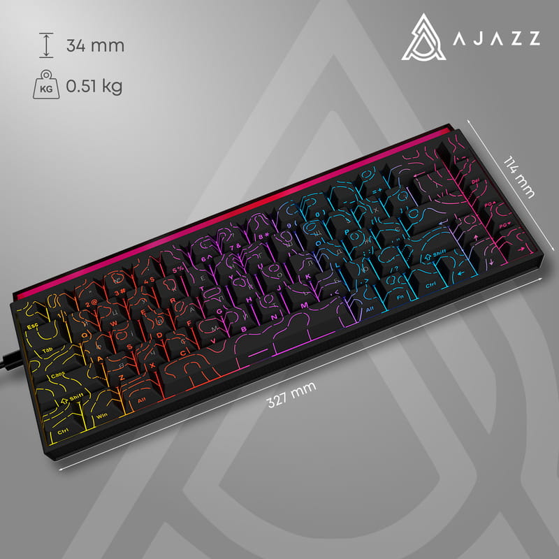 Клавиатура Ajazz NK68 Red Switch Black USB-C (NK68-R-S-B)