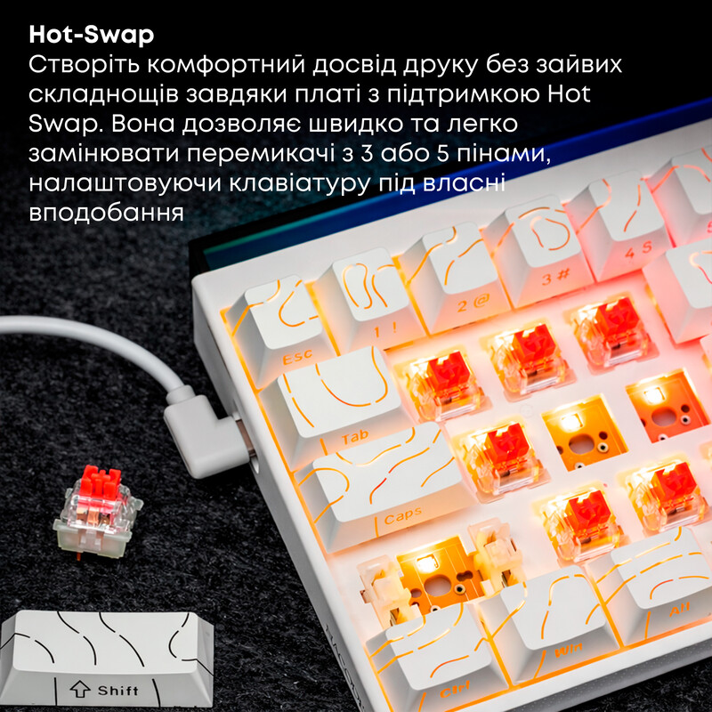 Клавіатура Ajazz NK68 Red Switch White USB-C (NK68-R-S-W)