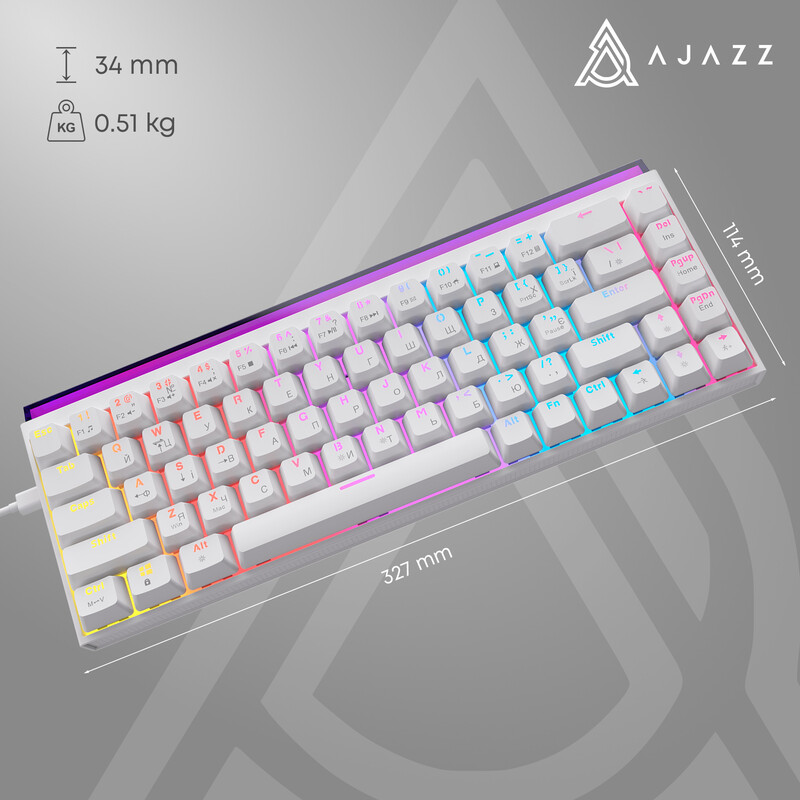 Клавиатура Ajazz NK68 Red Switch White USB-C (NK68-R-W)
