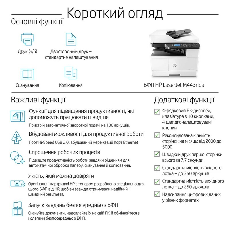 Багатофункційний пристрій HP LJ Pro M443nda (8AF72A)