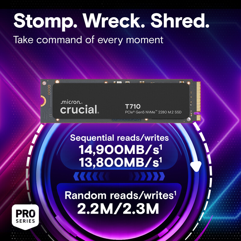 Накопичувач SSD 1TB Crucial T710 M.2 2280 NVMe PCIe 5.0 x4 3D NAND (CT1000T710SSD8)