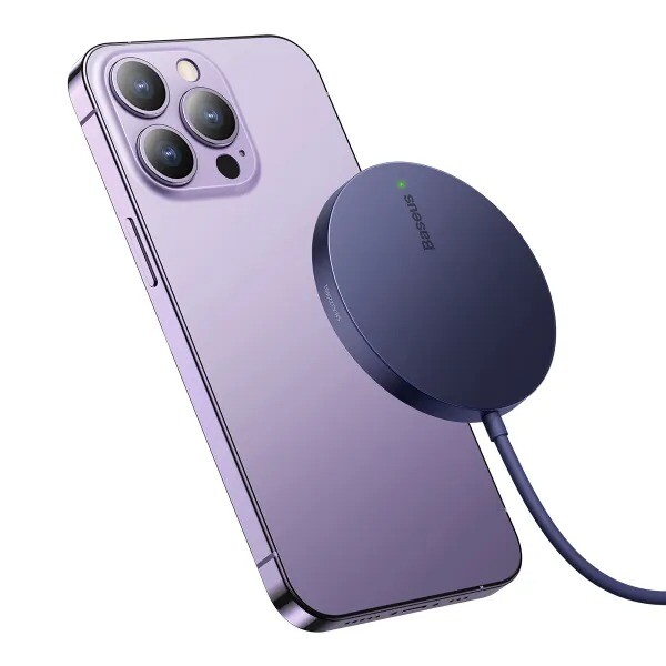 Беспроводное зарядное устройство Baseus Simple Mini3 Magnetic Wireless Charger 15W Purple (CCJJ040205)
