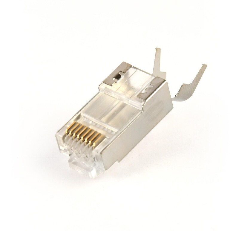 Коннектор RJ 45 Cablexpert (LC-PTF7-01/10) 8P8C, Cat.7, FTP, з наскрізними отворами, позолочені контакти (10 шт/уп)