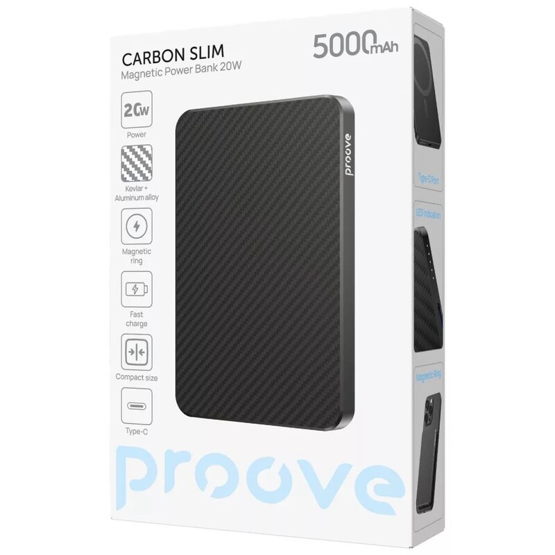Універсальна мобільна батарея Proove Carbon Slim 20W 5000mAh Black (PBCS20010001)