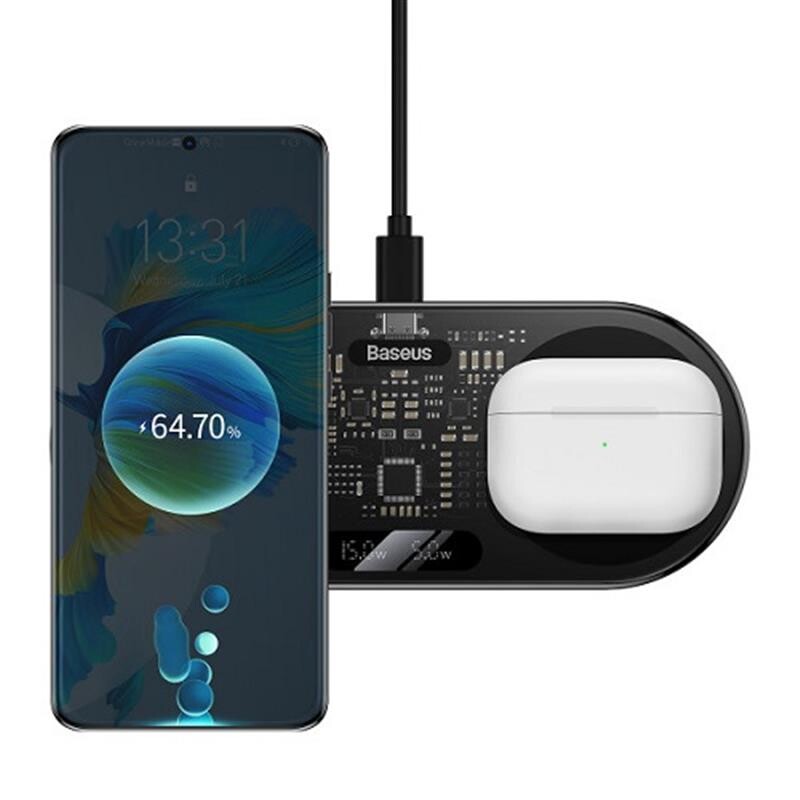 Беспроводное зарядное устройство Baseus Digital LED Display 20W Black (WXSX010101)