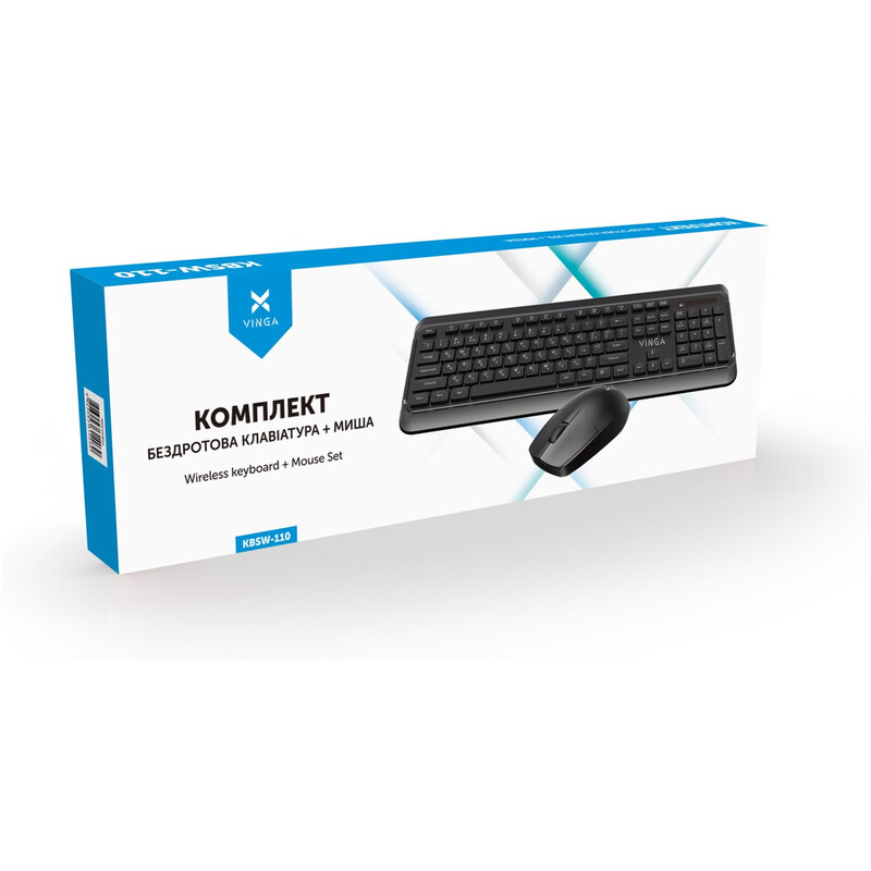 Комплект (клавіатура, мишка) бездротовий Vinga KBSW-110 Black