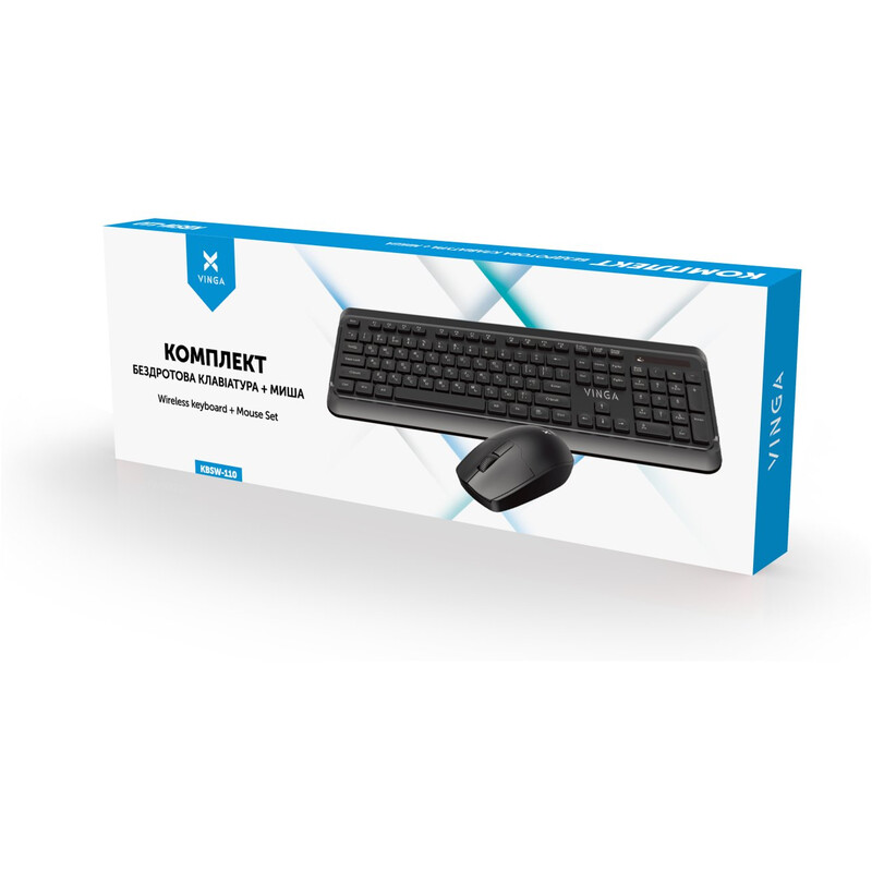 Комплект (клавіатура, мишка) бездротовий Vinga KBSW-110 Black
