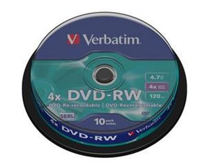 DVD-RW Verbatim (43552) 4.7 GB/120 min 4x (10 pcs Cake Box)