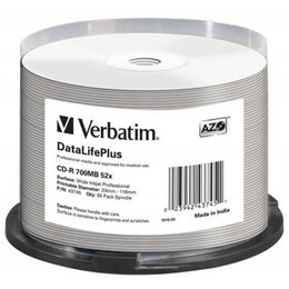 CD-R Verbatim (43745) 700MB 52x Wide Printable, 50 шт Spindle
