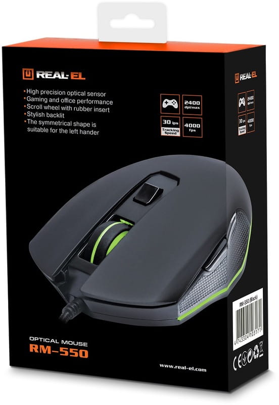 Миша REAL-EL RM-550 Black (EL123200027)
