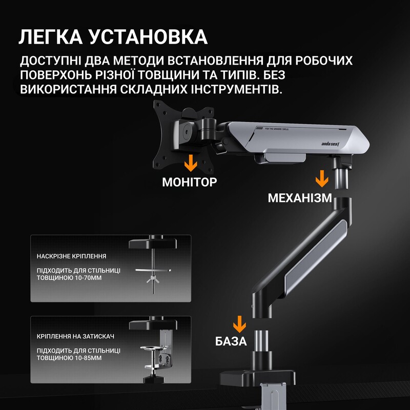 Кронштейн Anda Seat Stealth Pro II 17"-42" White/Gray (AD-W-A9-1S-FW) (VESA100х100)