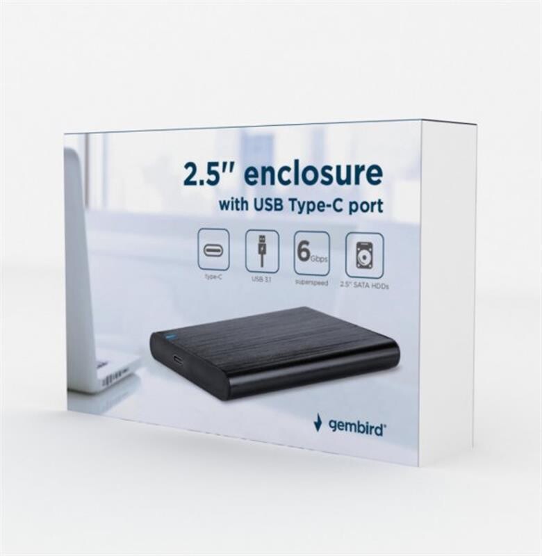 Внешний карман Gembird SATA HDD 2.5", USB 3.1, алюминий, Black (EE2-U3S-6)
