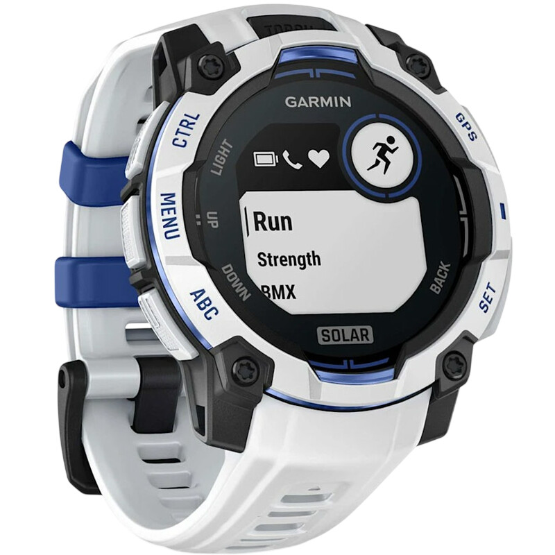 Смарт-часы Garmin Instinct 3 45mm Solar Whitestone with Whitestone/Bolt Blue Silicone Band (010-02934-03)