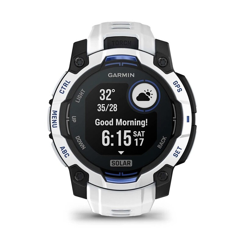 Смарт-часы Garmin Instinct 3 45mm Solar Whitestone with Whitestone/Bolt Blue Silicone Band (010-02934-03)