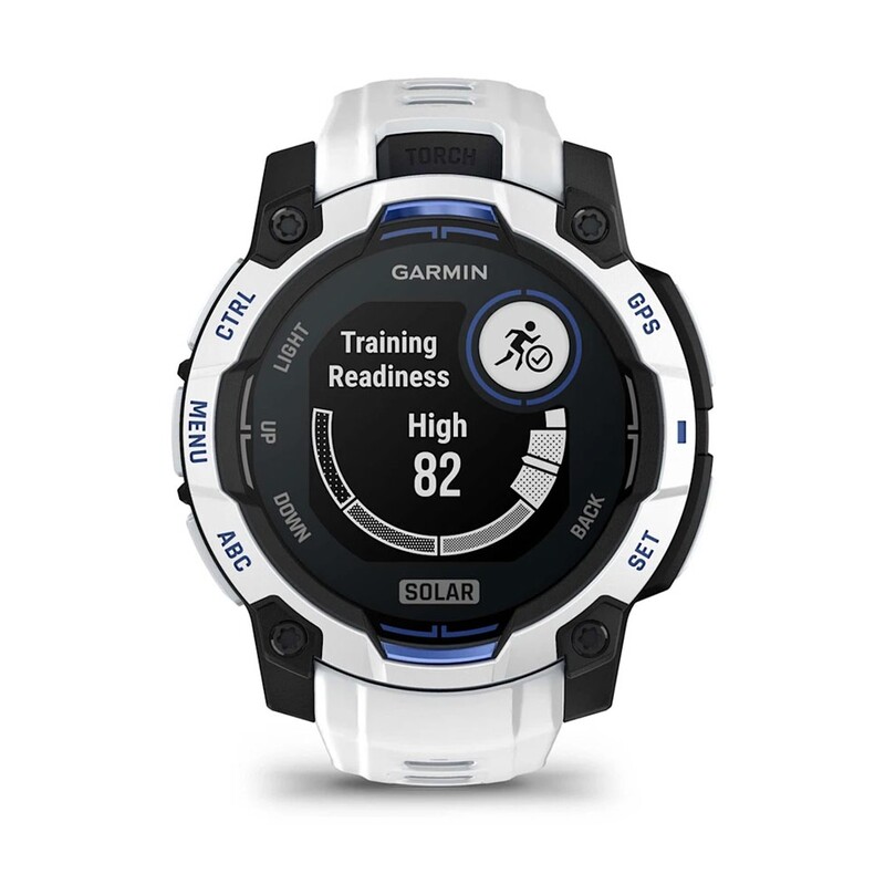 Смарт-часы Garmin Instinct 3 45mm Solar Whitestone with Whitestone/Bolt Blue Silicone Band (010-02934-03)