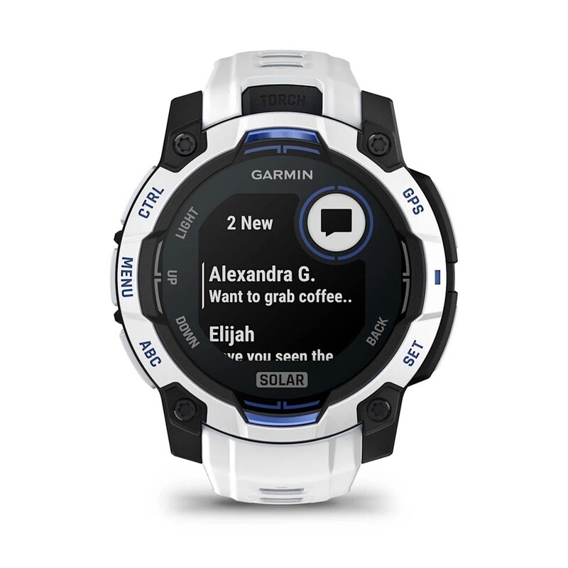 Смарт-часы Garmin Instinct 3 45mm Solar Whitestone with Whitestone/Bolt Blue Silicone Band (010-02934-03)