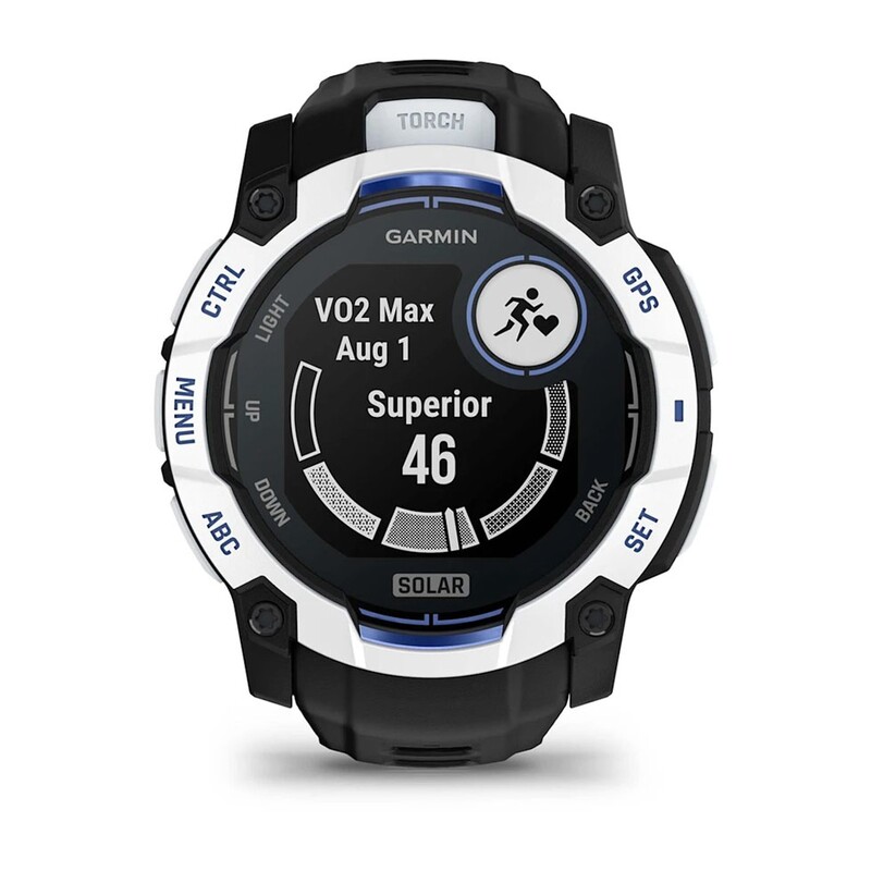 Смарт-годинник Garmin Instinct 3 50mm Solar Whitestone with Black/Bolt Blue Silicone Band (010-02935-03)