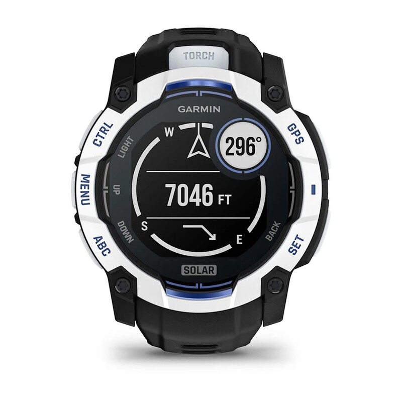 Смарт-годинник Garmin Instinct 3 50mm Solar Whitestone with Black/Bolt Blue Silicone Band (010-02935-03)