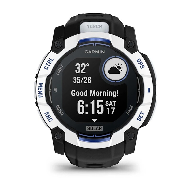 Смарт-годинник Garmin Instinct 3 50mm Solar Whitestone with Black/Bolt Blue Silicone Band (010-02935-03)
