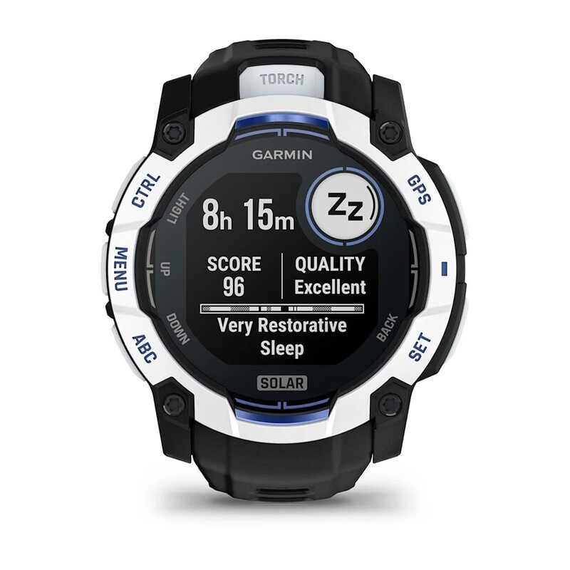 Смарт-годинник Garmin Instinct 3 50mm Solar Whitestone with Black/Bolt Blue Silicone Band (010-02935-03)