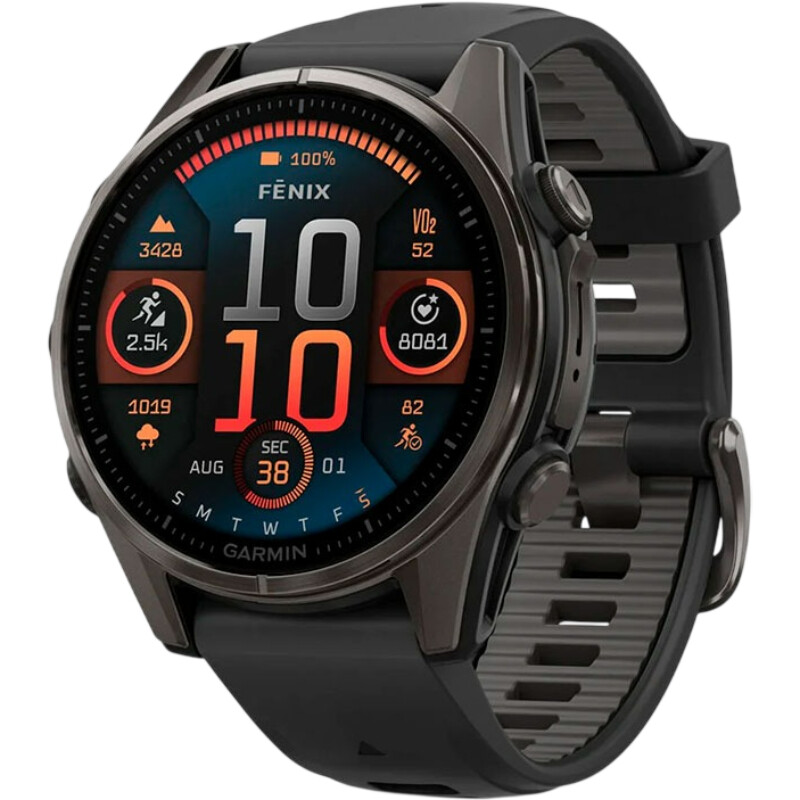 Смарт-часы Garmin Fenix 8 43mm AMOLED Sapphire Carbon Gray Titanium with Pebble Gray Silicone Band (010-02903-21)