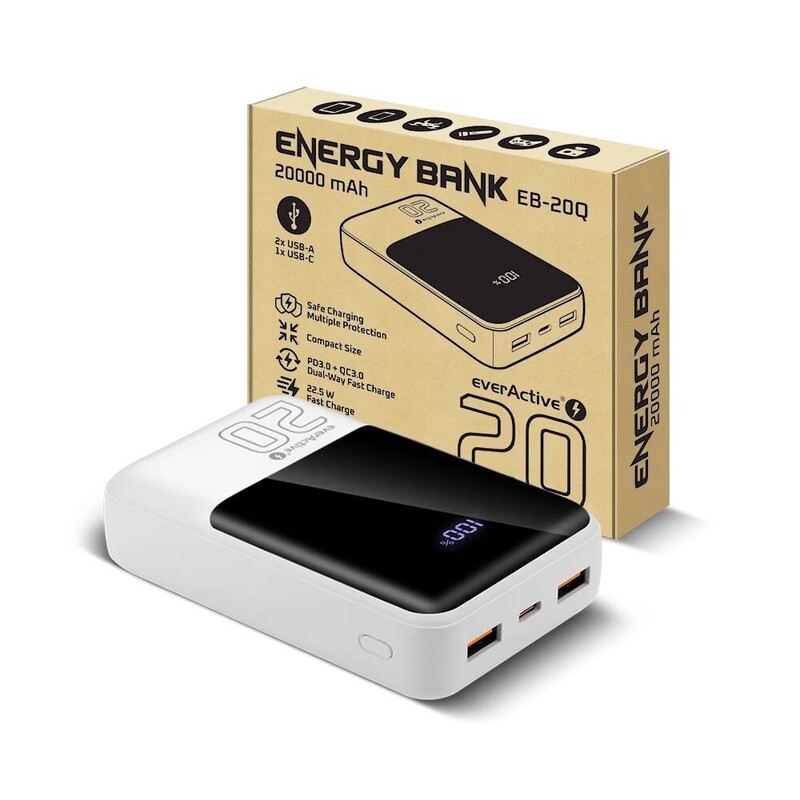 Універсальна мобільна батарея everActive EB-20Q 20000mAh White