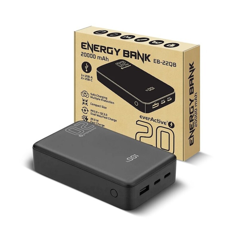 Універсальна мобільна батарея everActive EB-22QB 20000mAh Black