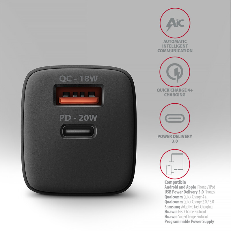Зарядное устройство Axagon 20W Black (ACU-PQ20)