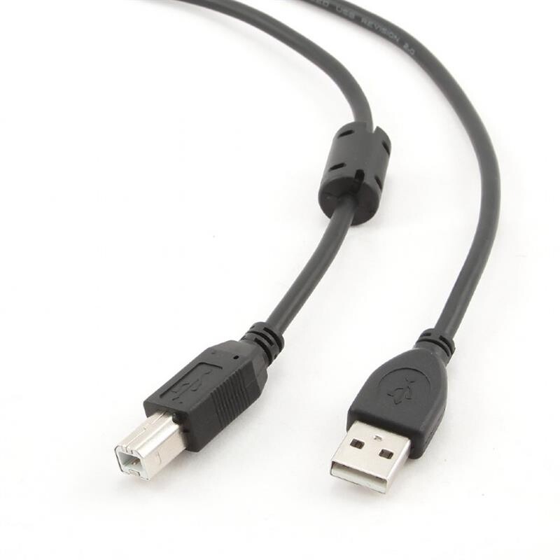 Кабель Cablexpert USB - USB Type-B V 2.0 (M/M), 3.0 м, Ферритовый фильтр, черный (CCF-USB2-AMBM-10)