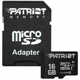 Карта памяти MicroSDHC 16GB UHS-I Class 10 Patriot LX + SD-adapter (PSF16GMCSDHC10)