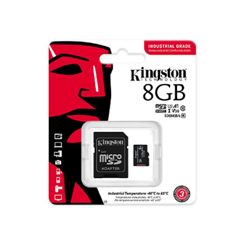 Карта памяти MicroSDHC 8GB UHS-I/U3 Class 10 Kingston Industrial + SD-adapter (SDCIT2/8GB)