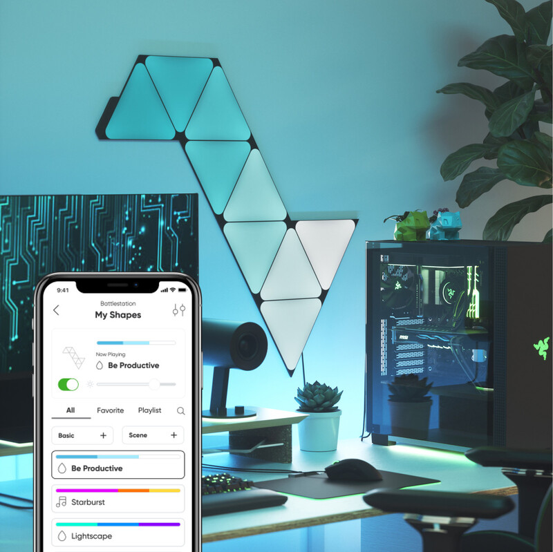 Умная система освещения Nanoleaf Shapes Ultra Black Triangles Starter Kit, Apple HomeKit, 9 шт. (NL47-0102TW-9PK)