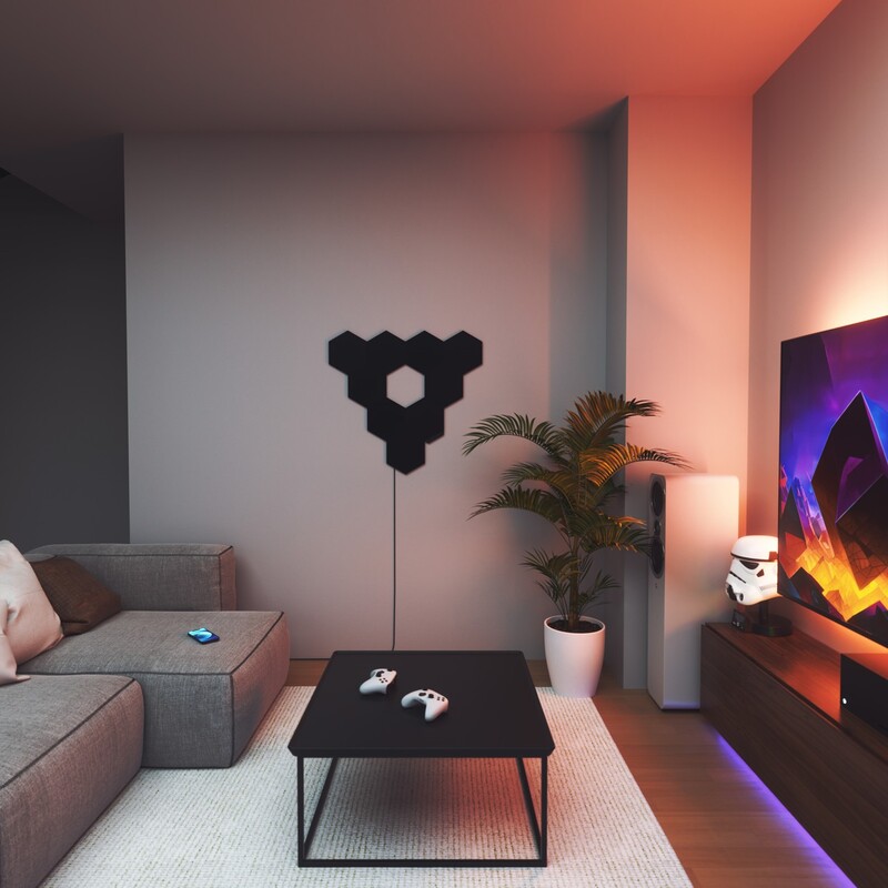 Умная система освещения Nanoleaf Shapes Ultra Black Hexagons Starter Kit, Apple HomeKit, 9 шт. (NL42-0102HX-9PK)