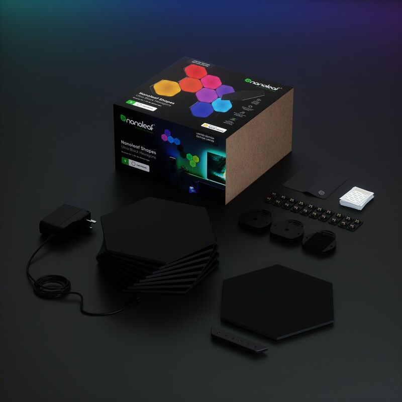Умная система освещения Nanoleaf Shapes Ultra Black Hexagons Starter Kit, Apple HomeKit, 9 шт. (NL42-0102HX-9PK)