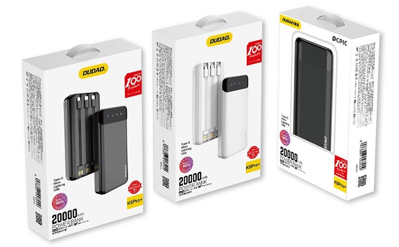 Універсальна мобільна батарея Dudao K6 Pro+ 20000mAh 10W Black (6977196682393)