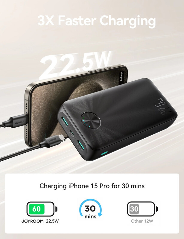 Универсальная мобильная батарея Joyroom 20000 mAh 22.5W Black (JR-PBF16)