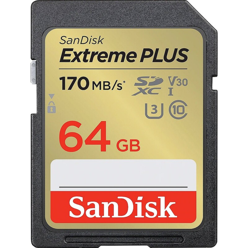 Карта пам`яті SDXC 64GB UHS-I/U3 Class 10 SanDisk Extreme Plus R170/W80MB/s (SDSDXW2-064G-GNCIN)