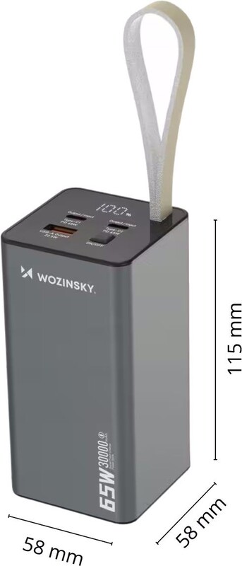 Універсальна мобільна батарея Wozinsky K65+ 30000 65W Gray (5907769364457)