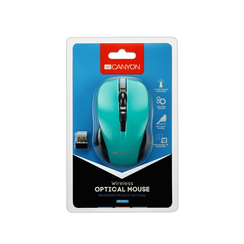 Мышь беспроводная Canyon CNE-CMSW1GR Green