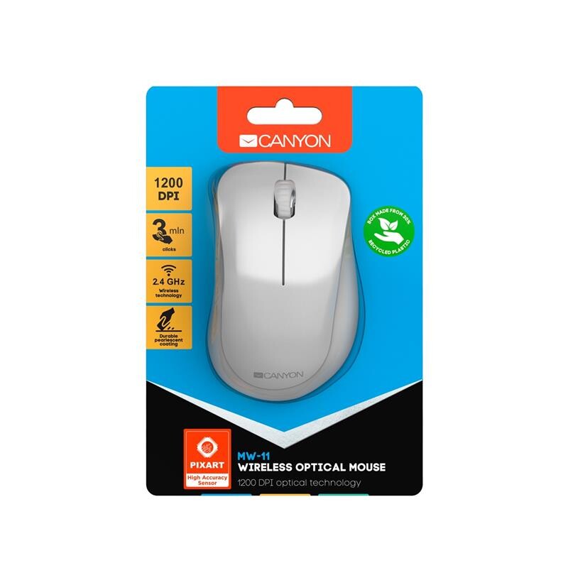 Мышь беспроводная Canyon CNE-CMSW11PW Pearl White/Grey USB