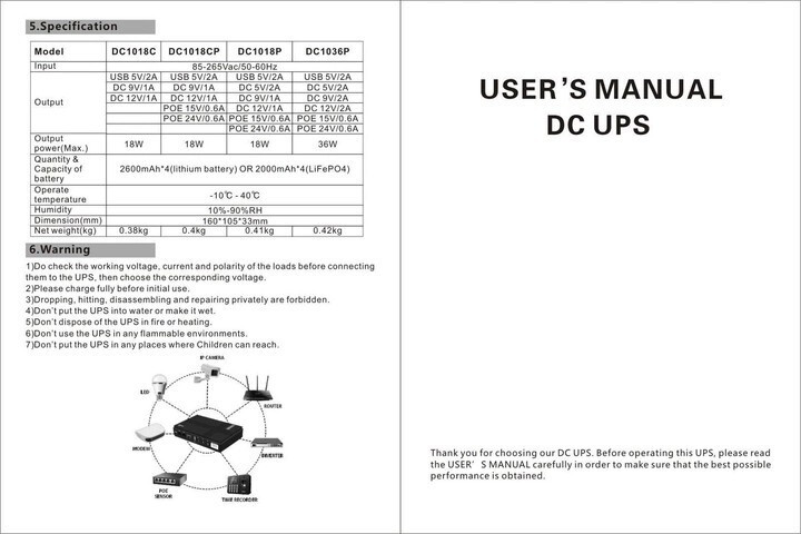 Джерело безперебійного живлення для роутерів/комутаторів DC1018P DC UPS 10400 mAh Black (2020000426844)