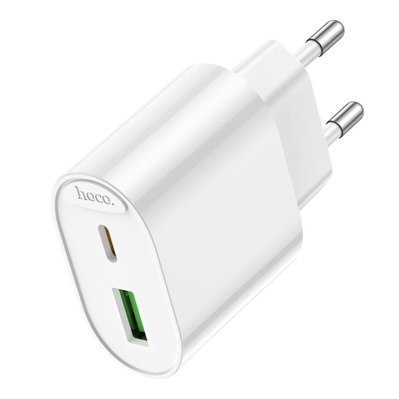 Сетевое зарядное устройство Hoco C109A 1USB-C/1USB PD/QC 20W White (6942007656719)