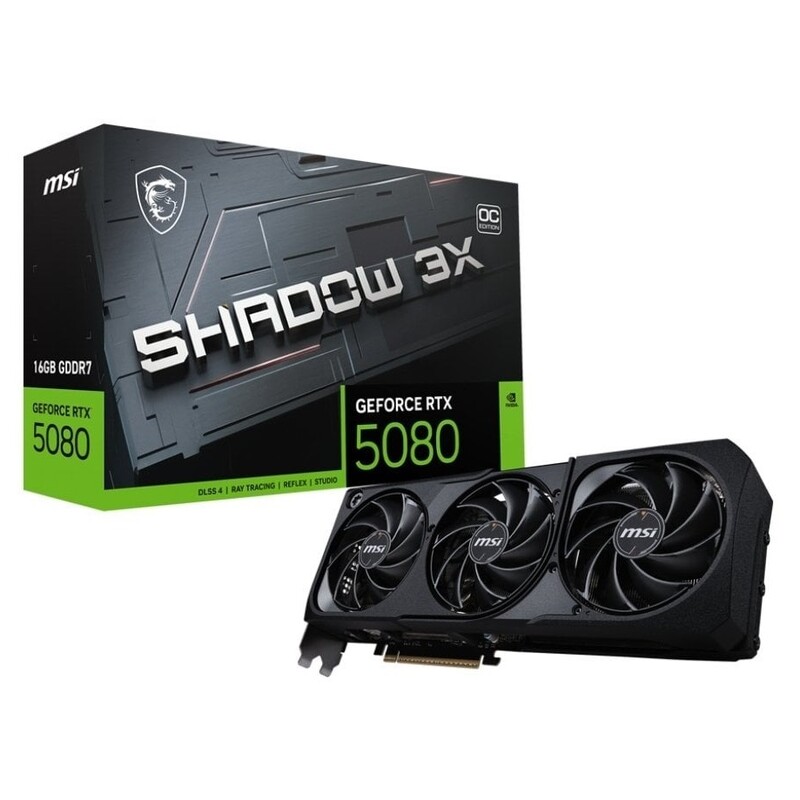 Видеокарта GF RTX 5080 16GB GDDR7 Shadow 3X OC MSI (GeForce RTX 5080 16G SHADOW 3X OC BULK)